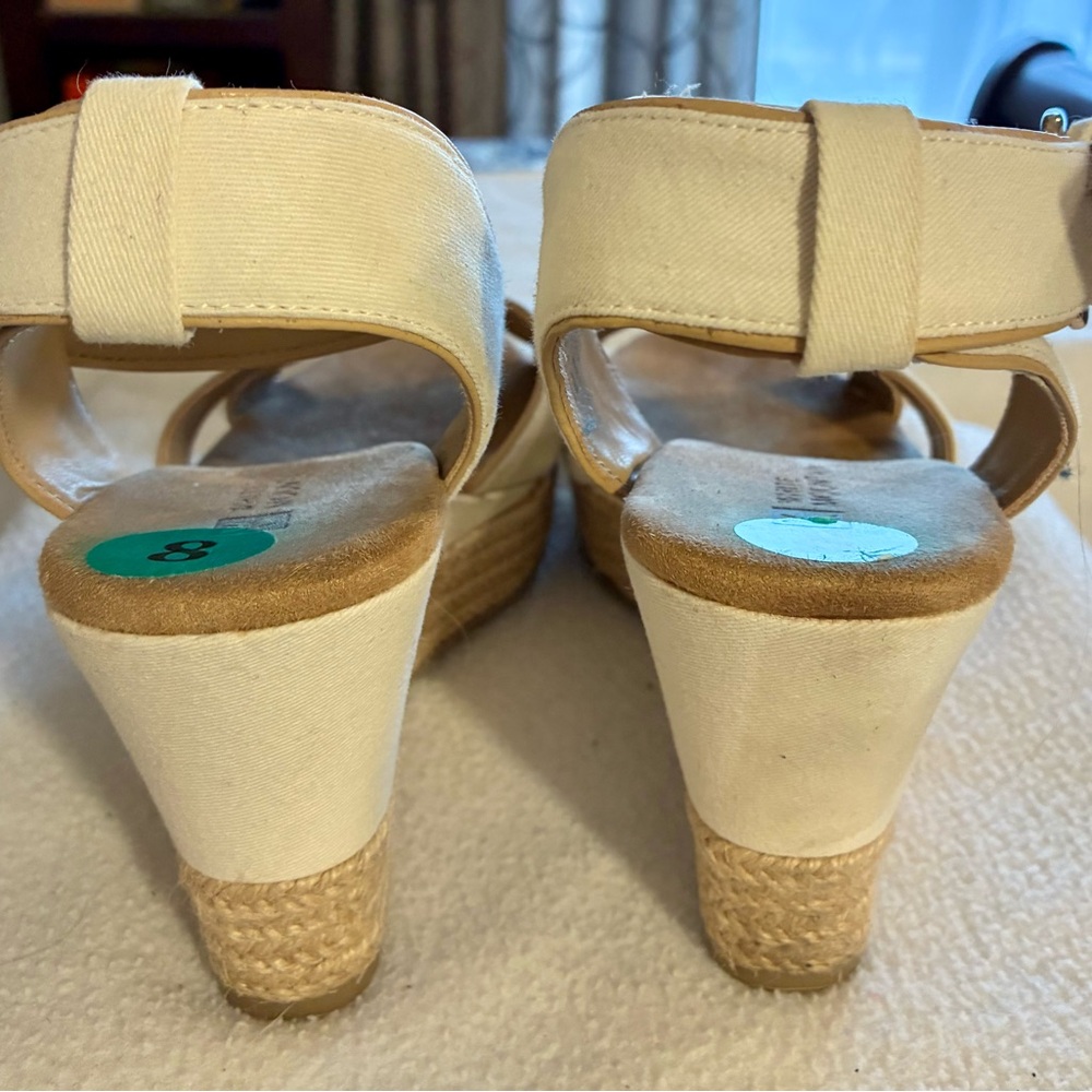 White Mountain “Banjo” 8M Cream Natural Espadrille Wedge Sandals w/Ankle Strap - Picture 4 of 9